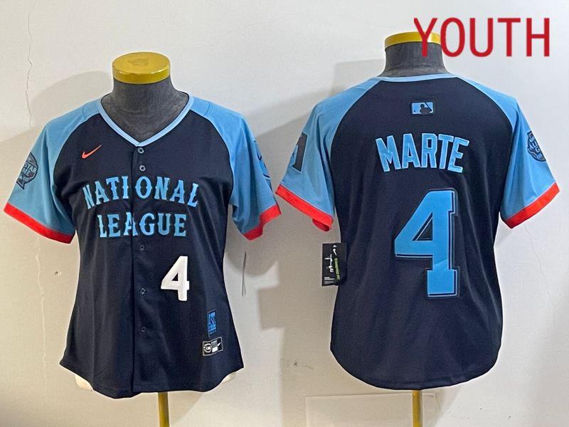 Youth Arizona Diamondback #4 Marte Blue All star 2024 Nike MLB Jersey style 3